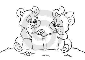 Teddy bear reading book  coloring pages