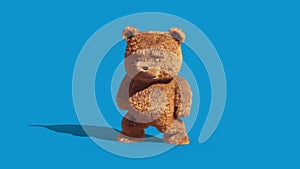 Teddy Bear Real Fur Dance Blue Screen Loop 3D Renderings Animations
