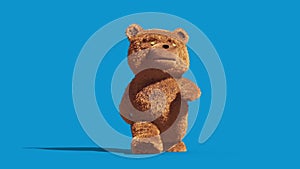 Teddy Bear Real Fur Walkcycle Blue Screen Loop 3D Renderings Animations