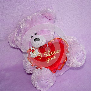 Teddy Bear and red heart I Love You - stock photos