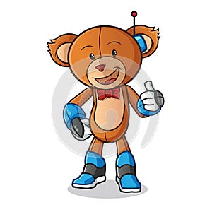 Teddy bear robot mode mascot vector cartoon art illustration