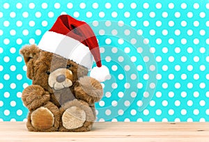 Teddy bear with Santa's hat. christmas decoration