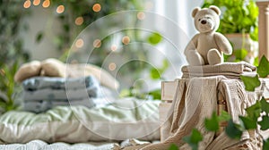 Teddy Bear Sitting on Top of Bed