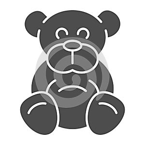 Teddy bear solid icon. Plush toy vector illustration isolated on white. Ted glyph style design, designed for web and app