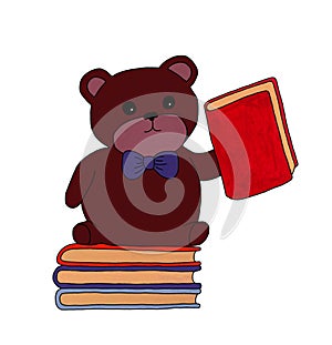 Teddy Bear student with a book in his paw