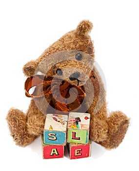 Teddy Bear with toy blocks