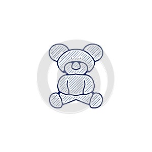 Teddy bear thin line icon. teddy bear linear hand drawn style line icon