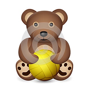 Teddy bear with water polo ball