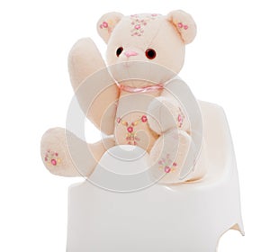 Teddy bear on a white potty