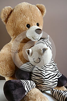 Teddy bear with zebra friend