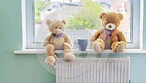 Teddy Bears Enjoying the Radiator Glow.