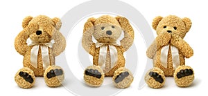 Teddy bears see hear speak no evil