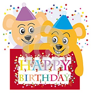 Teddy bears wishing a happy birthday