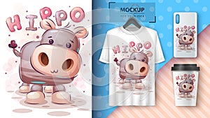 Teddy hippo - poster and merchandising.