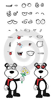 Teddy panda bear cartoon emotions set inlove