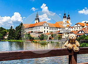 Teddybear Dranik in a Telc city , Unesco world heritage site, South Moravia, Czech Republic