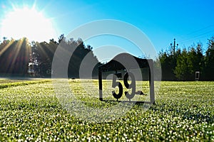 Tee at golfcourse early morning in Sweden