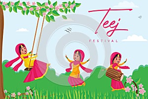 Banner design of indian festival happy haryali teej photo