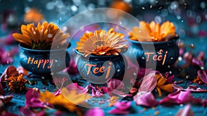 Teej festivity: happy teej - marking the occasion of Teej with joyous festivities where friends and family come together photo