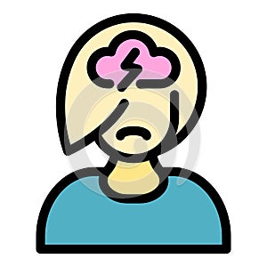 Teen anxiety icon color outline vector