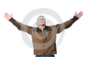 Teen with arms wide open