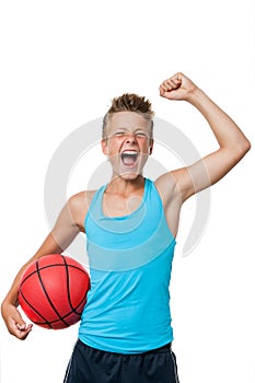 Teen basketball player with winning attitude.