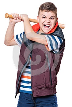 Teen boy with baseball bat