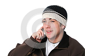 Teen boy on the cell phone