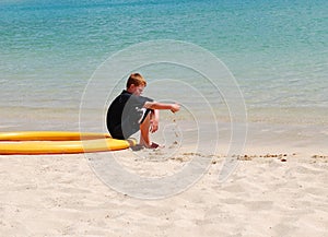 Teen boy deep in thought