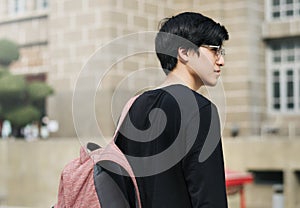 Teen boy going to university routine life