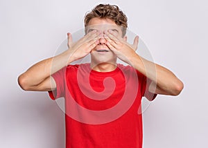 Teen boy portrait in studio