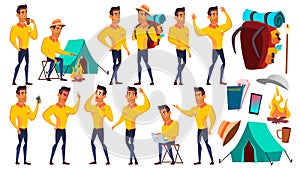 Teen Boy Poses Set Vector. Arab, Muslim. Funny, Friendship. For Advertisement, Greeting, Announcement Design. Isolated