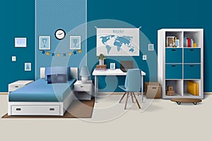 Teen Boy Room Interior Realistic Image