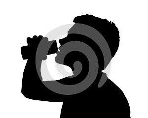 Teen Boy Silhouette Drinking from Can