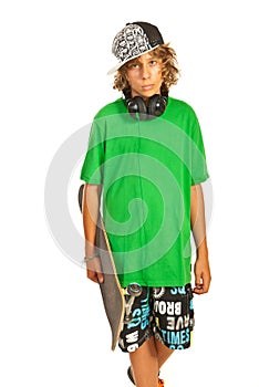 Teen boy with skateboard