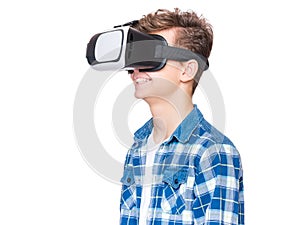 Teen boy with VR glasses