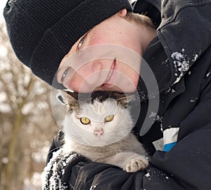 Teen and cat