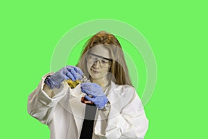 Teen chemist green screen