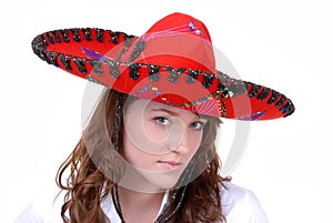Teen in Colorful Mexican Hat