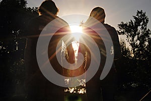 Teen couple silhouette