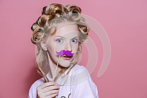 Teen with curlers