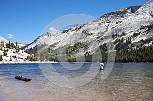 Teen fishing in Yosemite