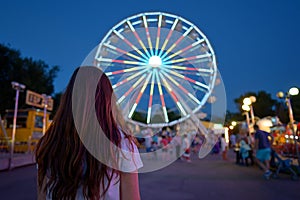 Teen girl in amusement park