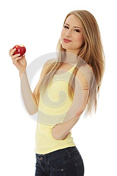 Teen girl and apple