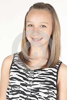 Teen Girl with Braces Head Shot