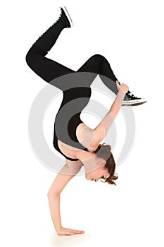 Teen Girl Break Dance Hand Stand Clipping Path