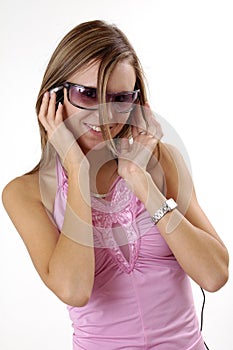 Teen girl with headphones photo