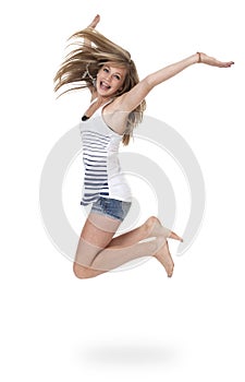 Teen Girl Jumping for Joy