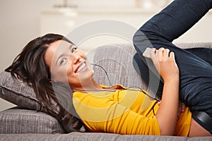 Teen girl listening music