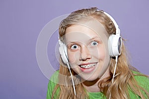 Teen girl listening to music